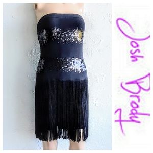 Like New! Josh Brody Black Flapper Dress w/Sequins and FRINGE!!